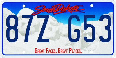 SD license plate 87ZG53