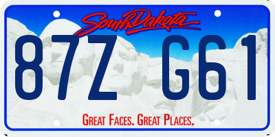 SD license plate 87ZG61