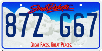 SD license plate 87ZG67