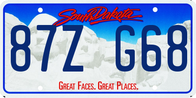 SD license plate 87ZG68