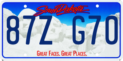 SD license plate 87ZG70