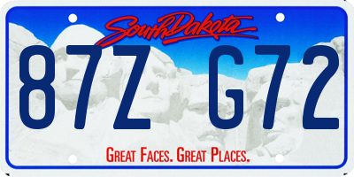 SD license plate 87ZG72