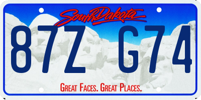 SD license plate 87ZG74