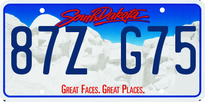 SD license plate 87ZG75