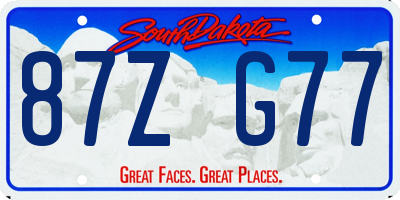 SD license plate 87ZG77