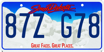 SD license plate 87ZG78