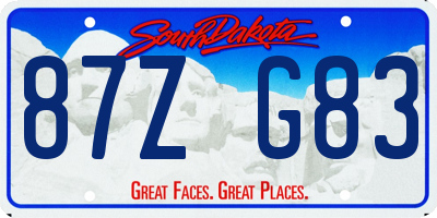 SD license plate 87ZG83