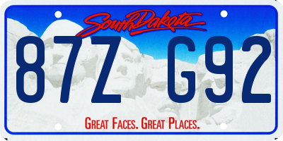 SD license plate 87ZG92