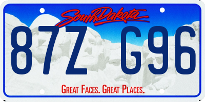 SD license plate 87ZG96