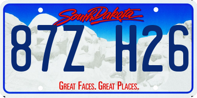 SD license plate 87ZH26