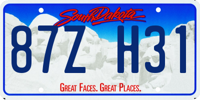SD license plate 87ZH31