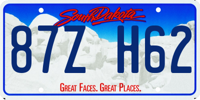 SD license plate 87ZH62