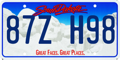 SD license plate 87ZH98