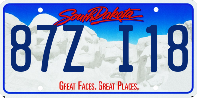 SD license plate 87ZI18