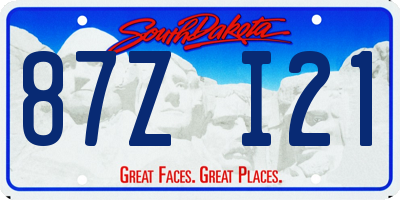 SD license plate 87ZI21