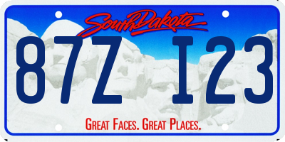 SD license plate 87ZI23