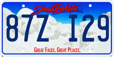 SD license plate 87ZI29