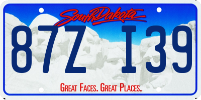 SD license plate 87ZI39