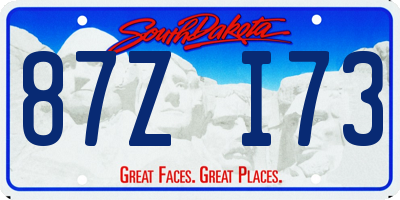SD license plate 87ZI73