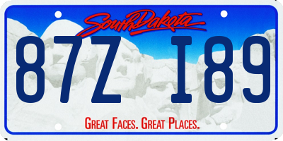 SD license plate 87ZI89