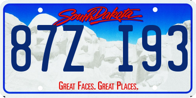 SD license plate 87ZI93