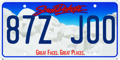 SD license plate 87ZJ00