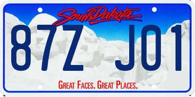 SD license plate 87ZJ01