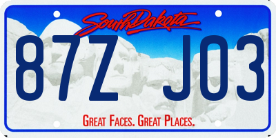 SD license plate 87ZJ03