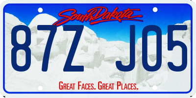 SD license plate 87ZJ05