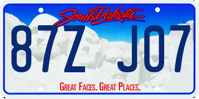 SD license plate 87ZJ07