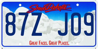 SD license plate 87ZJ09