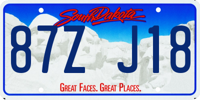 SD license plate 87ZJ18
