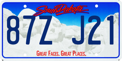 SD license plate 87ZJ21