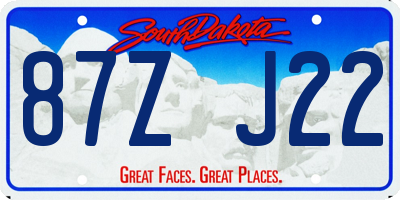 SD license plate 87ZJ22