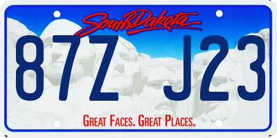 SD license plate 87ZJ23