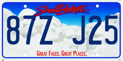 SD license plate 87ZJ25