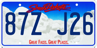 SD license plate 87ZJ26