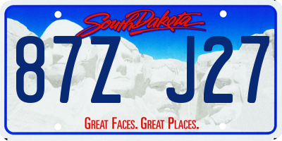 SD license plate 87ZJ27