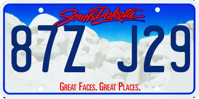 SD license plate 87ZJ29