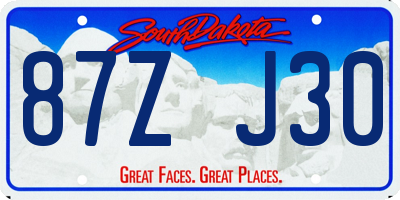 SD license plate 87ZJ30