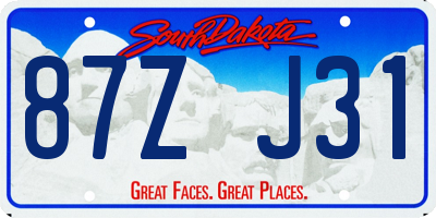 SD license plate 87ZJ31