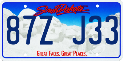 SD license plate 87ZJ33