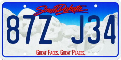 SD license plate 87ZJ34