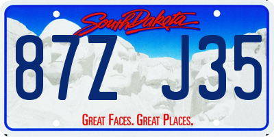 SD license plate 87ZJ35