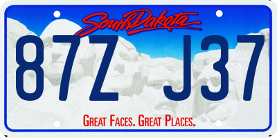 SD license plate 87ZJ37