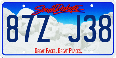 SD license plate 87ZJ38