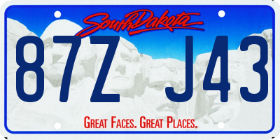 SD license plate 87ZJ43