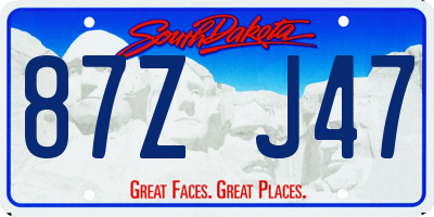 SD license plate 87ZJ47
