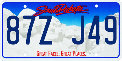 SD license plate 87ZJ49