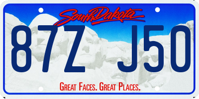 SD license plate 87ZJ50